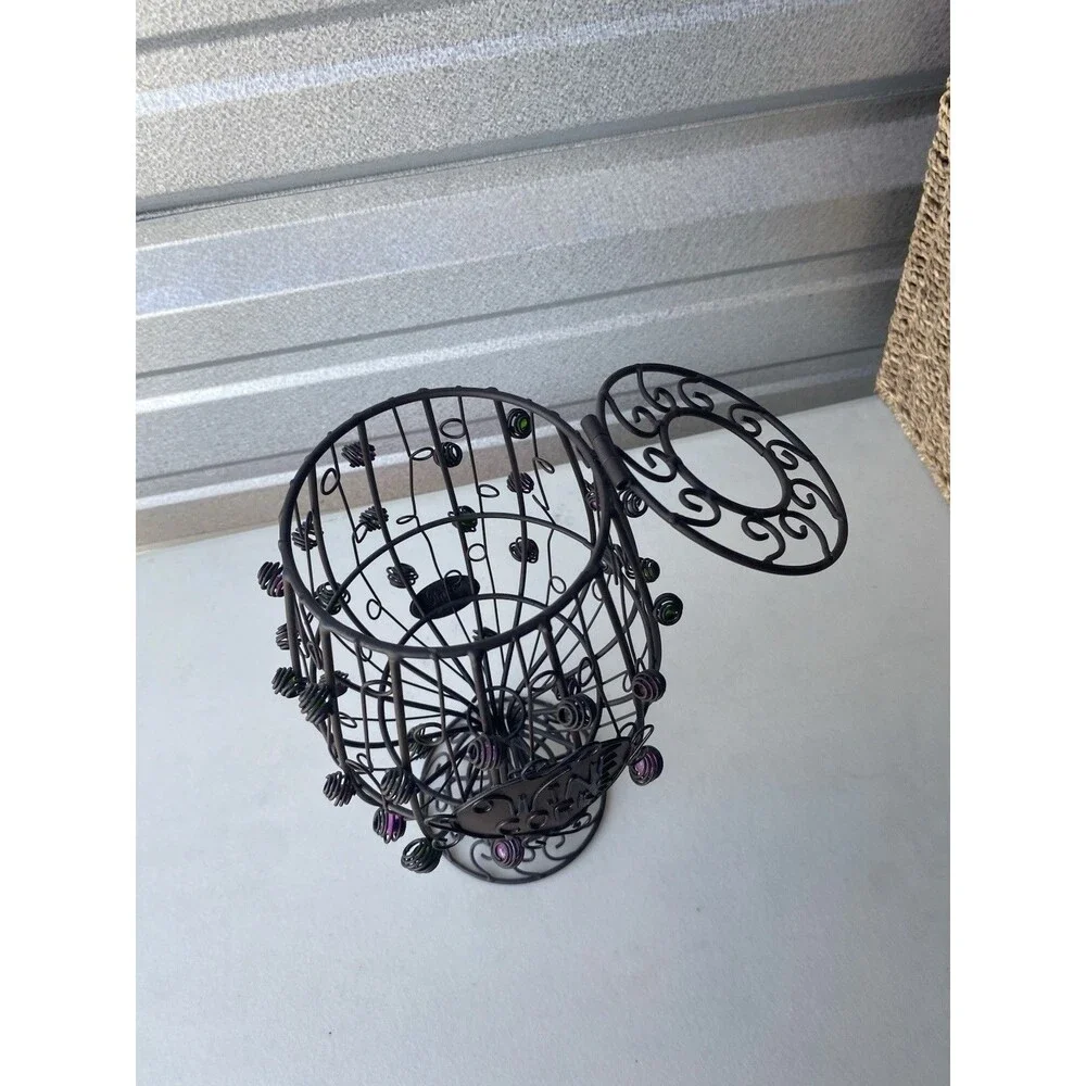 Epic Products Wine Glass Cork Cage Holder Metal Wire Purple Green Beads
